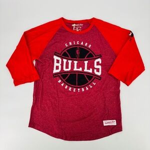 New Mitchell & Ness Chicago Bulls Men's 3/4 Sleeve Shirt Size: L